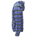 Men Flannel Checked Overshirt Retro Hooded Shirt